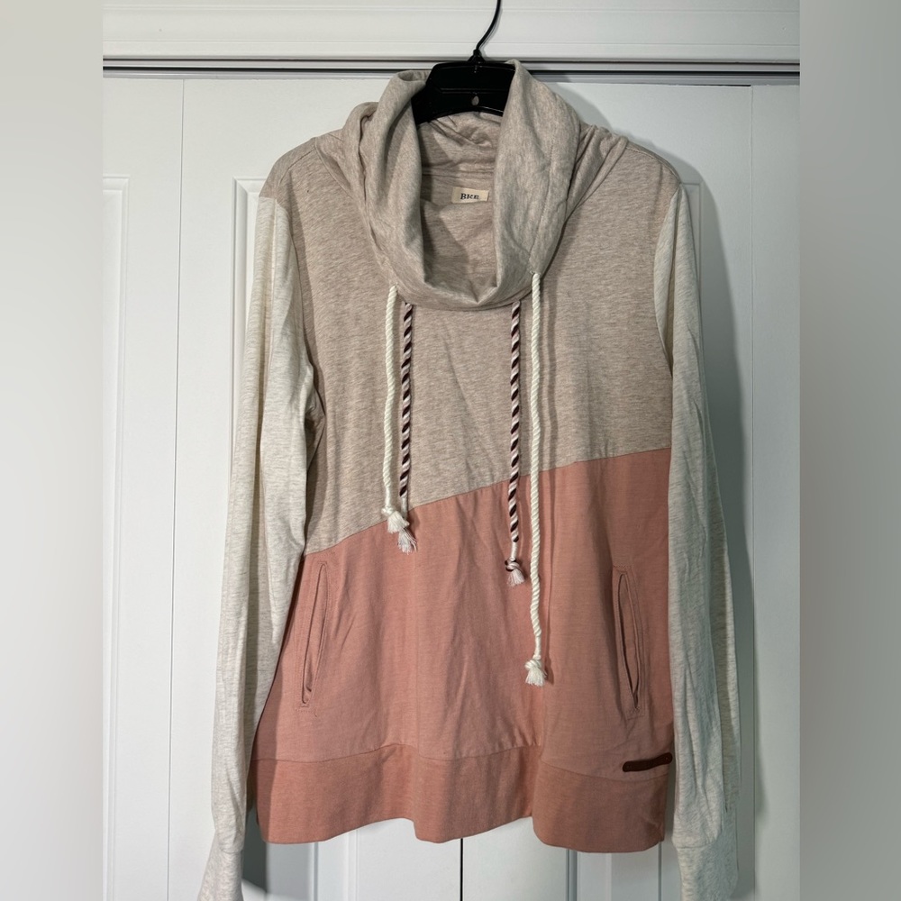 BKE color block cowl neck pullover